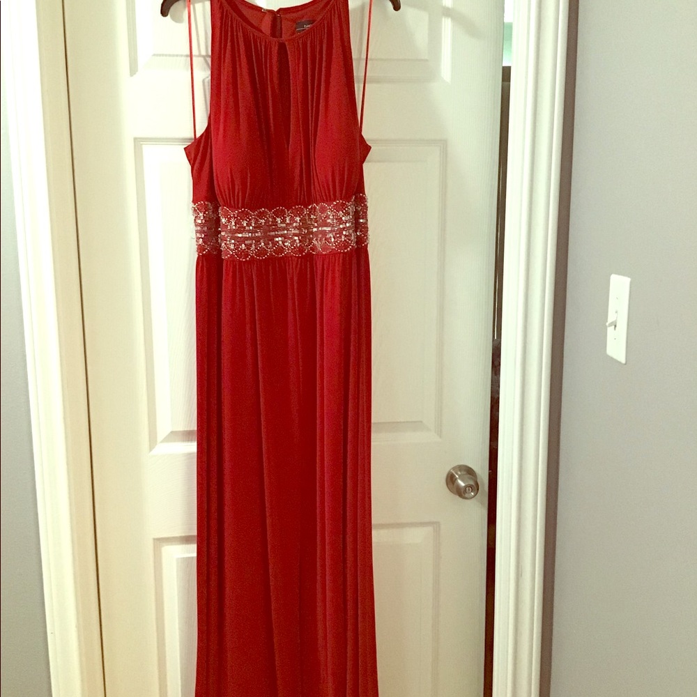 R&M Richards Red Beaded Gown